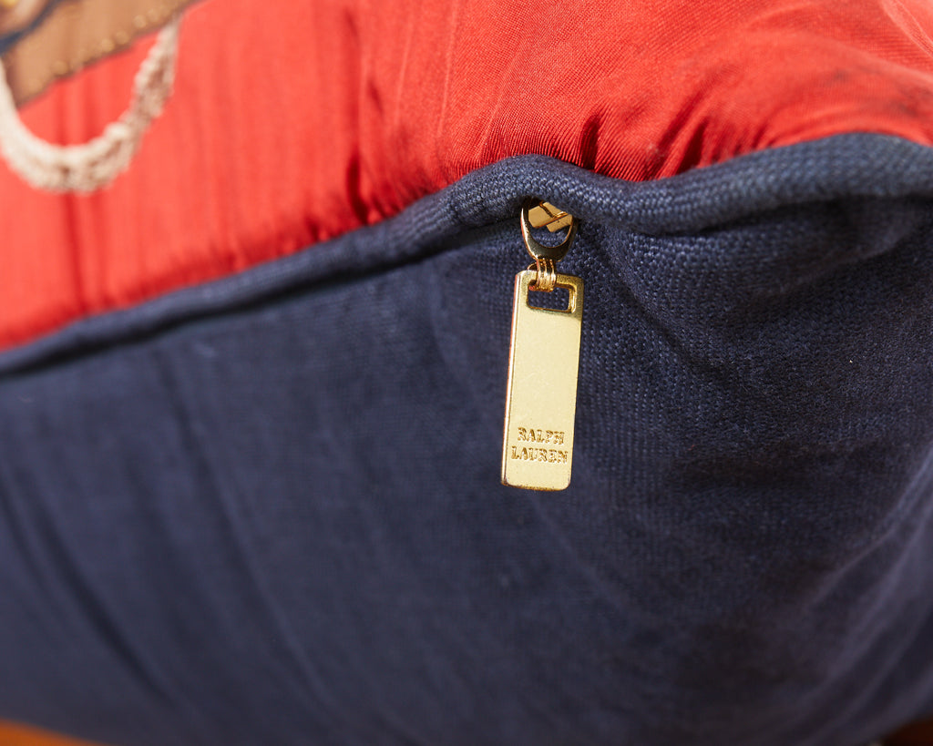 Set of Three Large Ralph Lauren Equestrian Silk Scarf Pillows