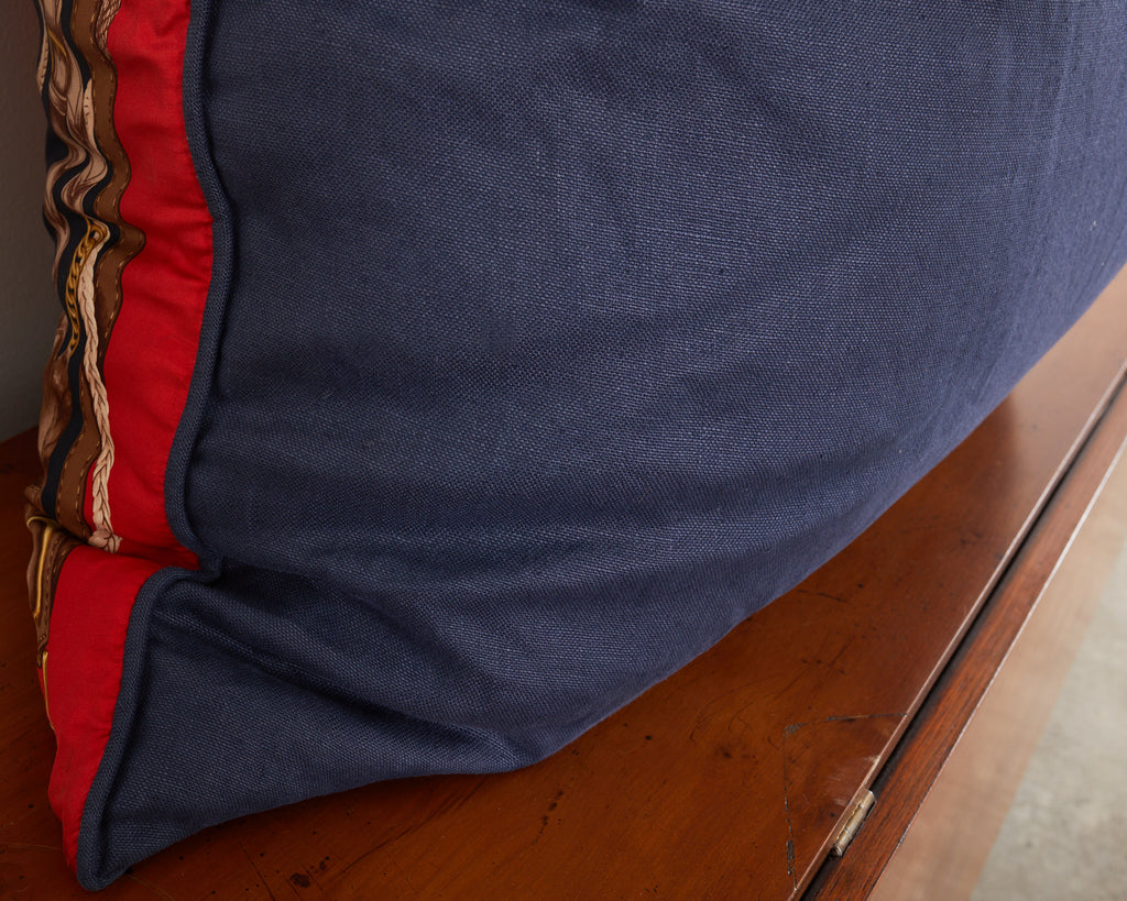 Set of Three Large Ralph Lauren Equestrian Silk Scarf Pillows