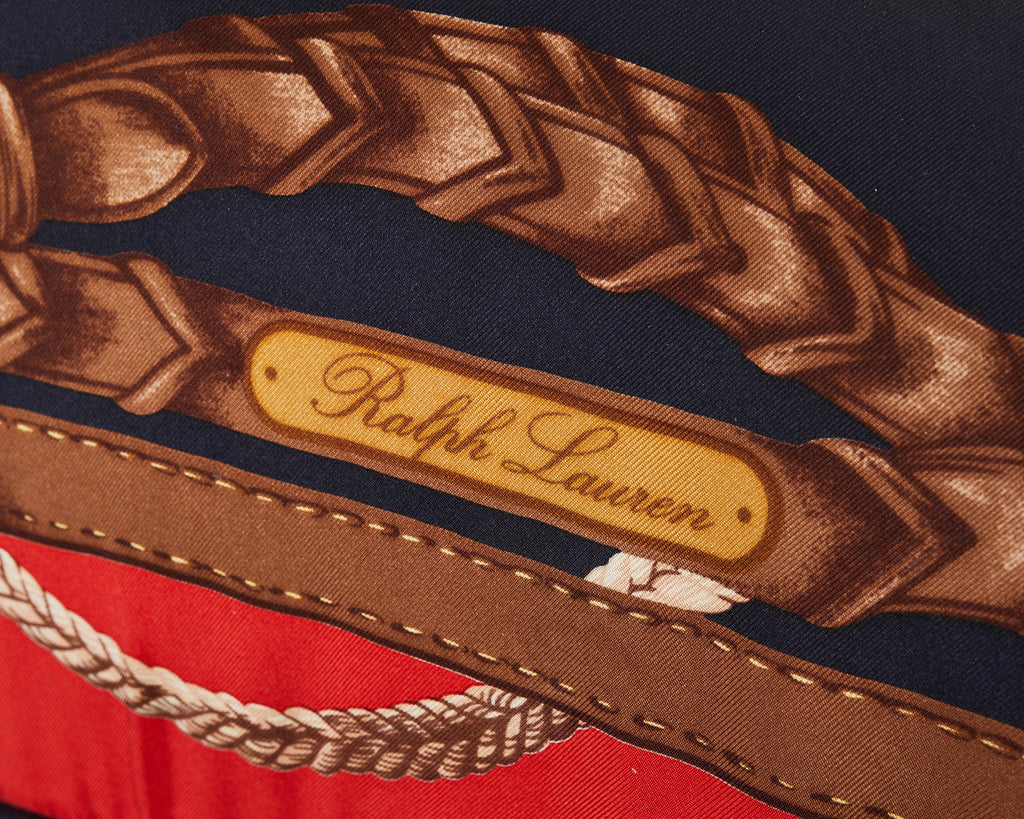 Set of Three Large Ralph Lauren Equestrian Silk Scarf Pillows