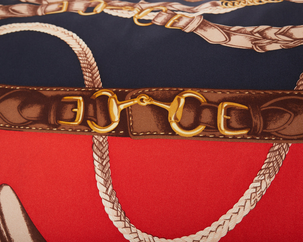 Set of Three Large Ralph Lauren Equestrian Silk Scarf Pillows