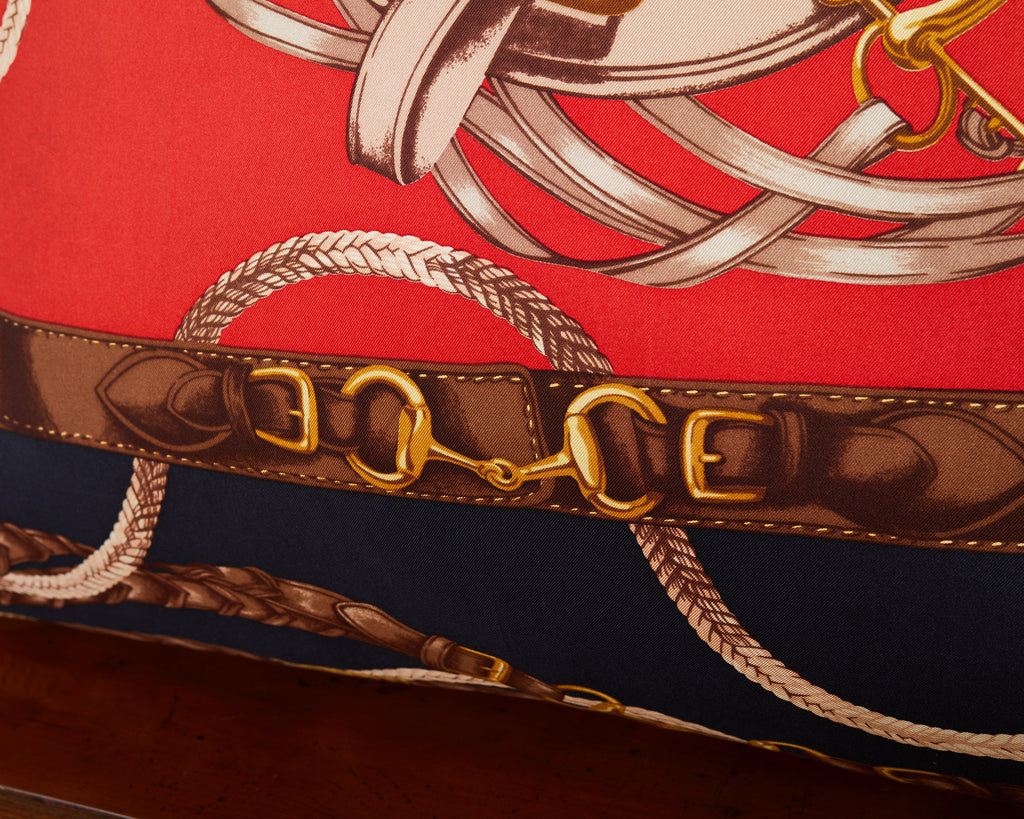 Set of Three Large Ralph Lauren Equestrian Silk Scarf Pillows