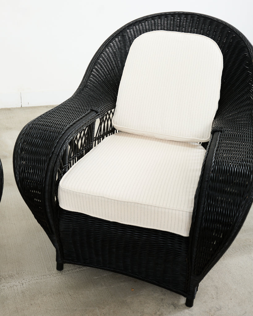 Pair of Ralph Lauren Wicker Rattan Garden Lounge Chairs