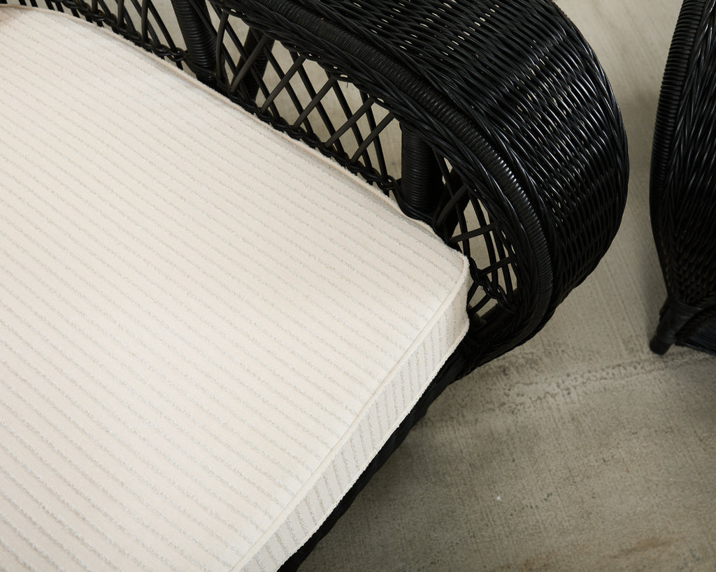 Pair of Ralph Lauren Wicker Rattan Garden Lounge Chairs