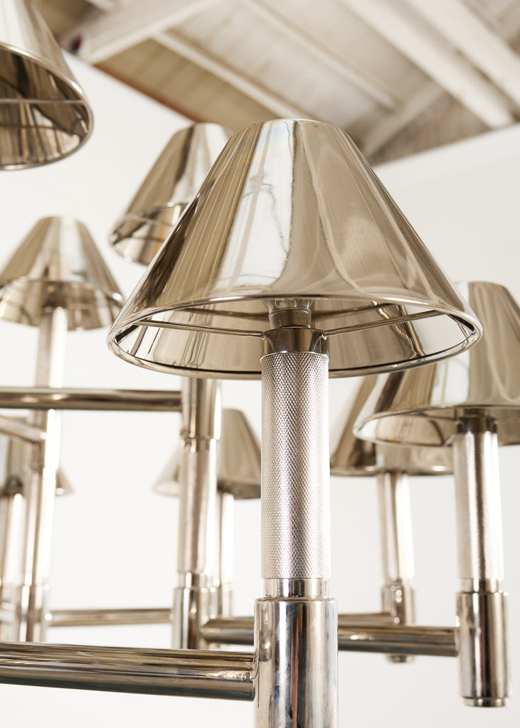 Ralph Lauren "Barrett Large Knurled Chandelier" Polished Nickel