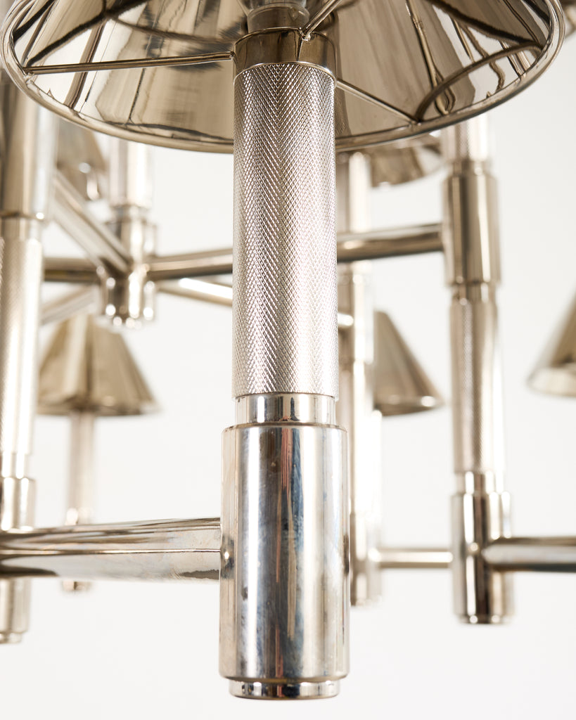 Ralph Lauren "Barrett Large Knurled Chandelier" Polished Nickel