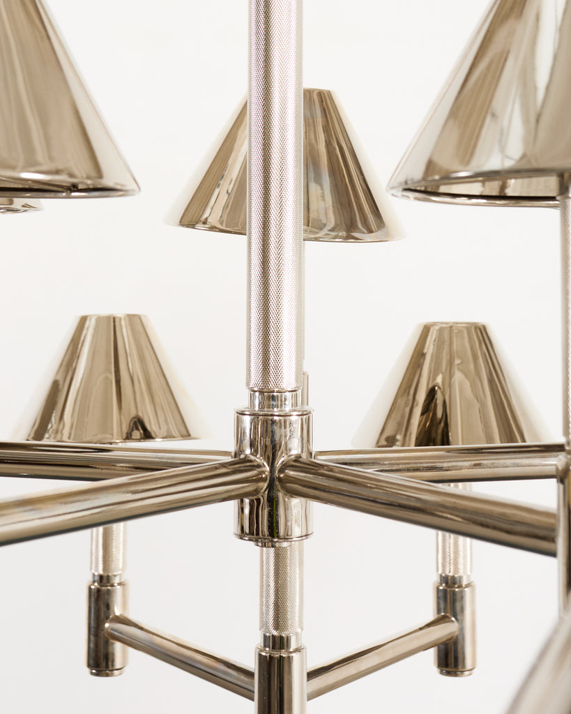Ralph Lauren "Barrett Large Knurled Chandelier" Polished Nickel