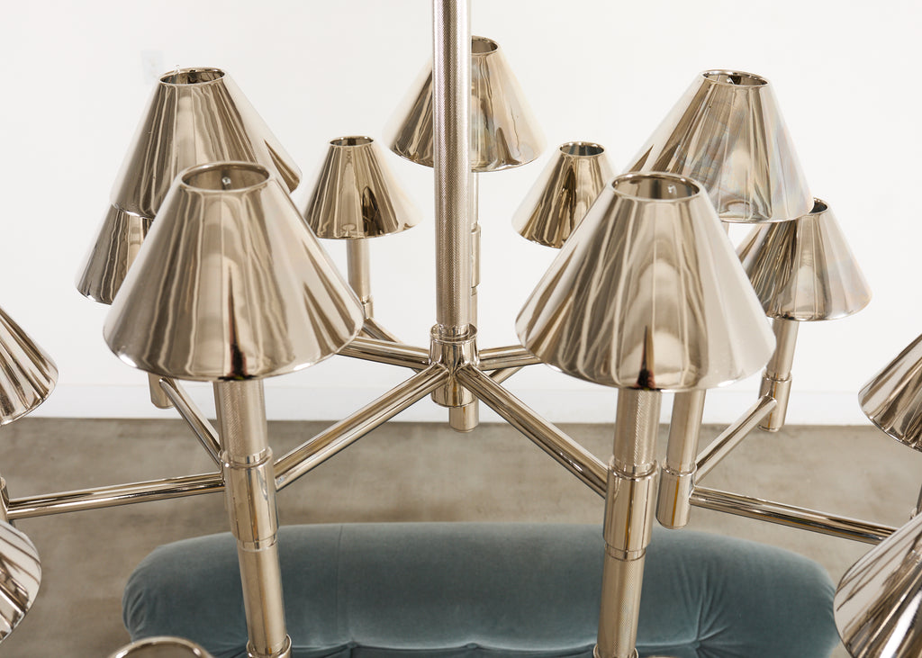 Ralph Lauren "Barrett Large Knurled Chandelier" Polished Nickel