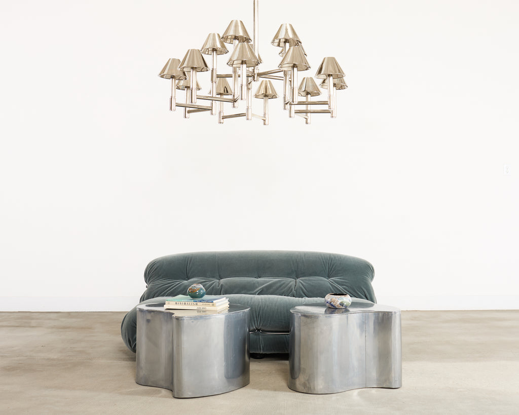 Ralph Lauren "Barrett Large Knurled Chandelier" Polished Nickel