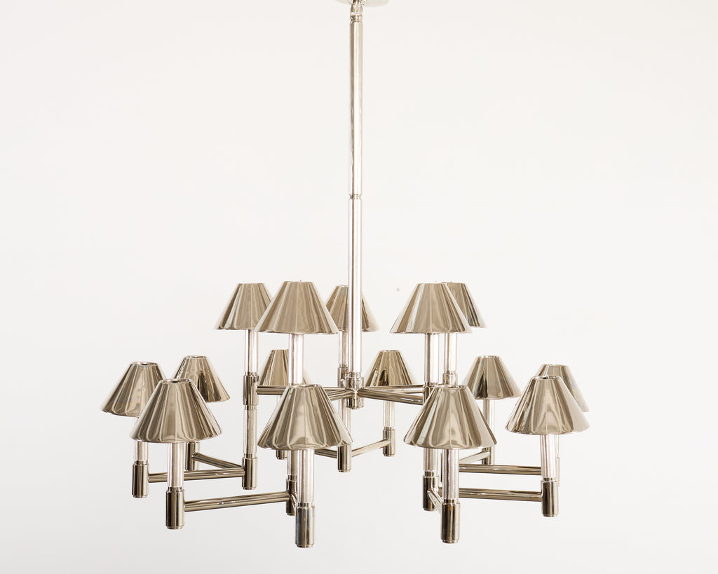 Ralph Lauren "Barrett Large Knurled Chandelier" Polished Nickel