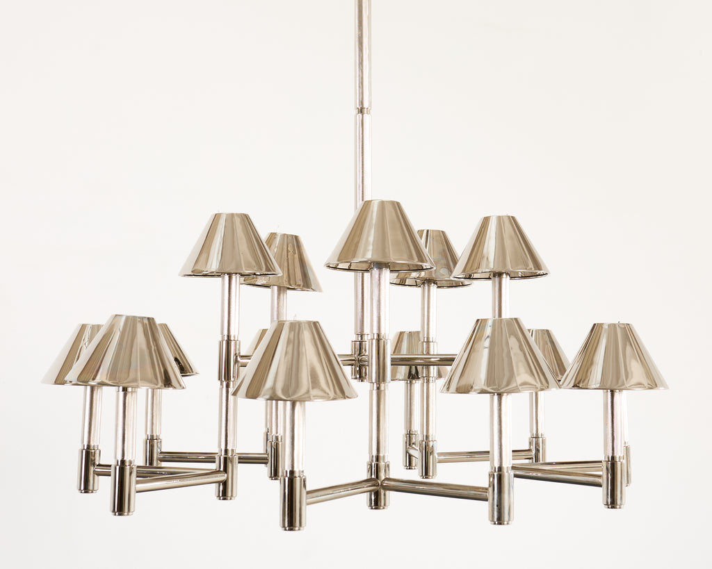 Ralph Lauren "Barrett Large Knurled Chandelier" Polished Nickel