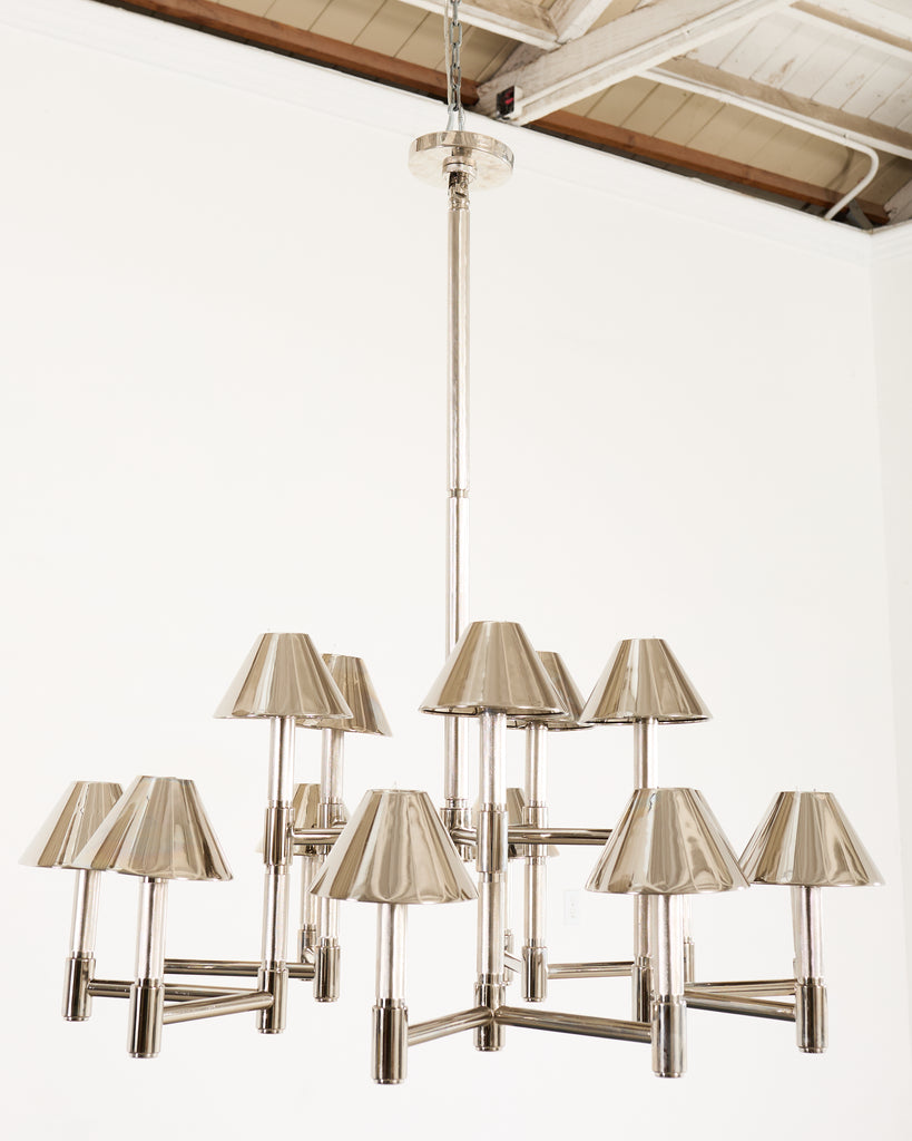 Ralph Lauren "Barrett Large Knurled Chandelier" Polished Nickel