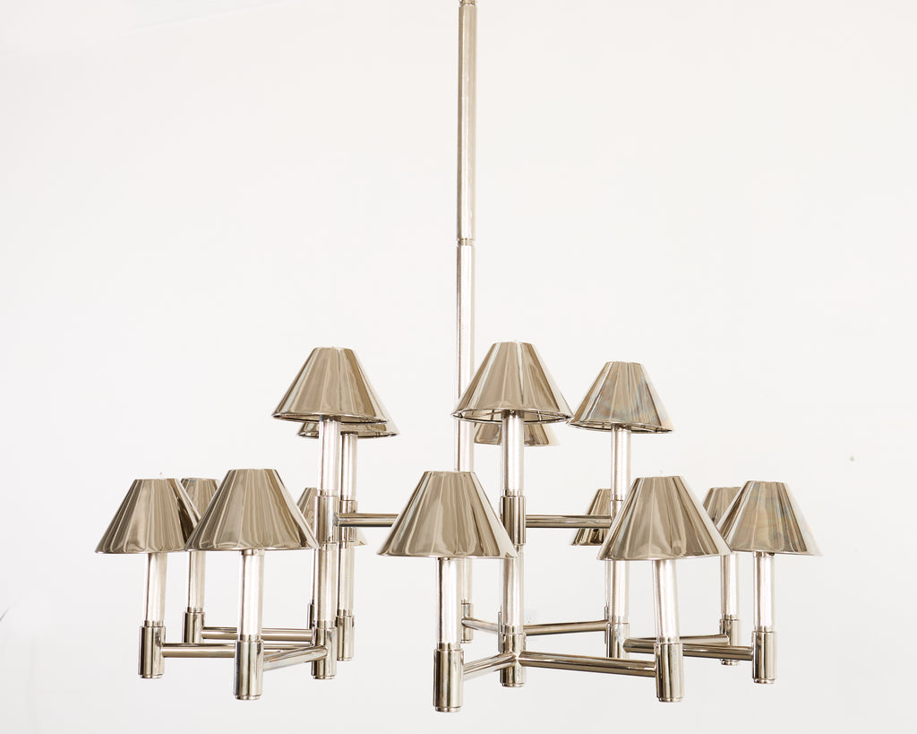 Ralph Lauren "Barrett Large Knurled Chandelier" Polished Nickel