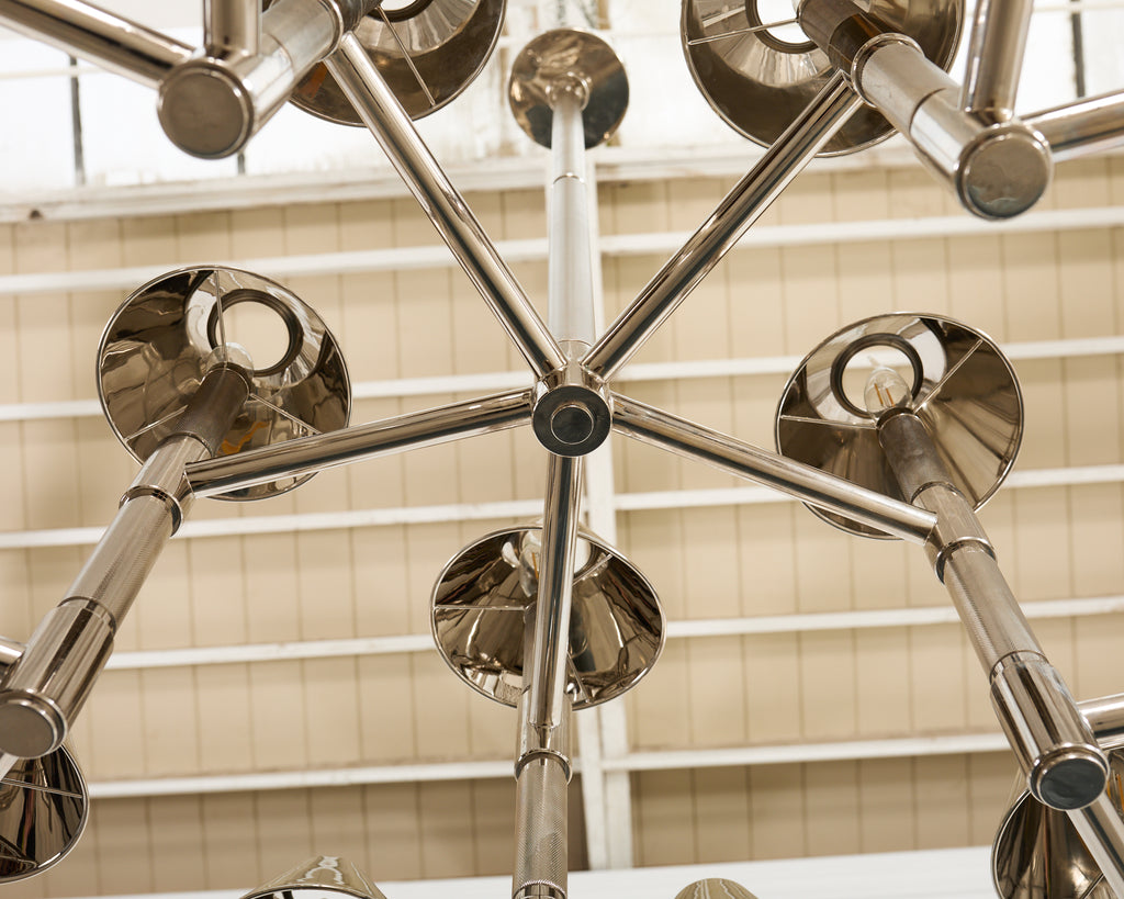 Ralph Lauren "Barrett Large Knurled Chandelier" Polished Nickel