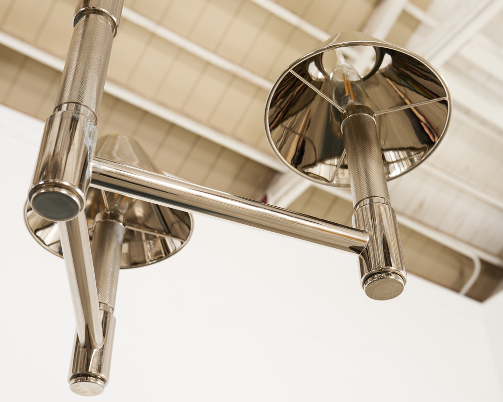 Ralph Lauren "Barrett Large Knurled Chandelier" Polished Nickel