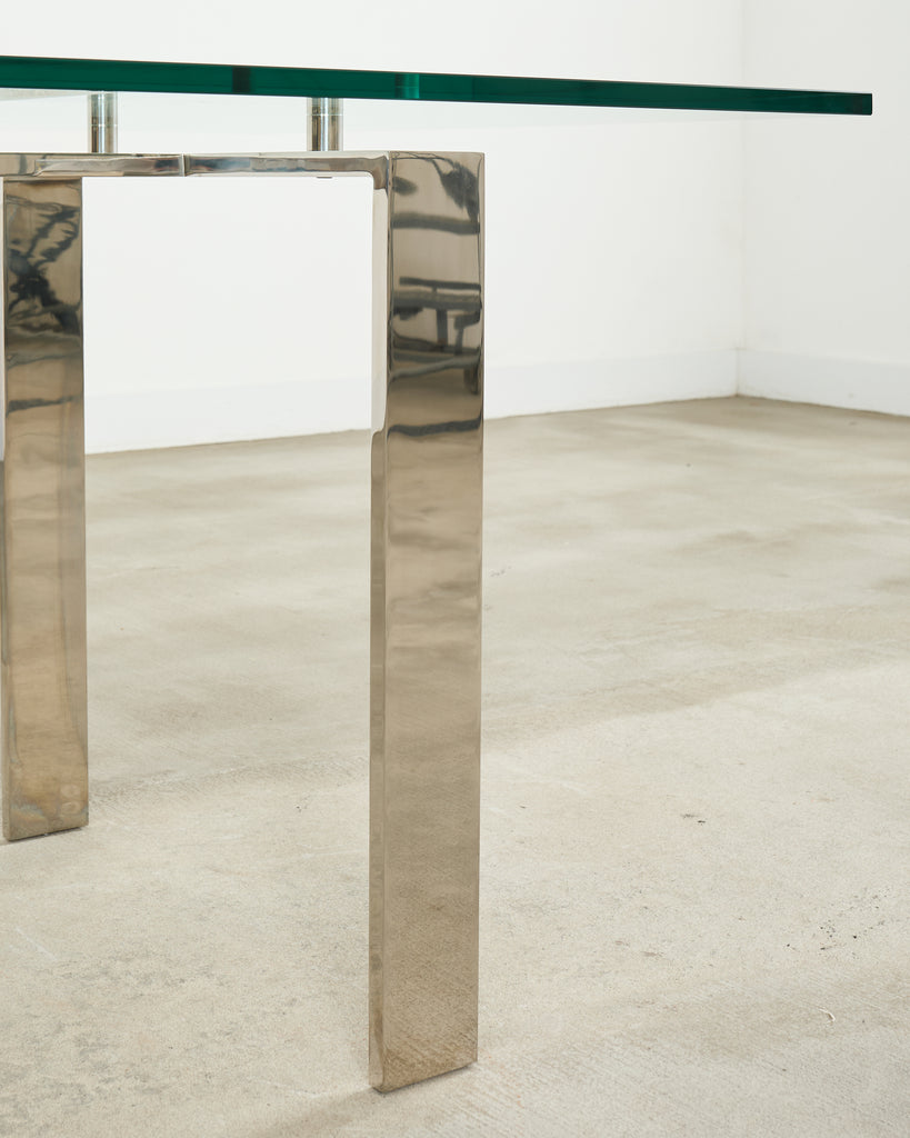Ralph Lauren Italian Chrome Glass Langham Dining Table