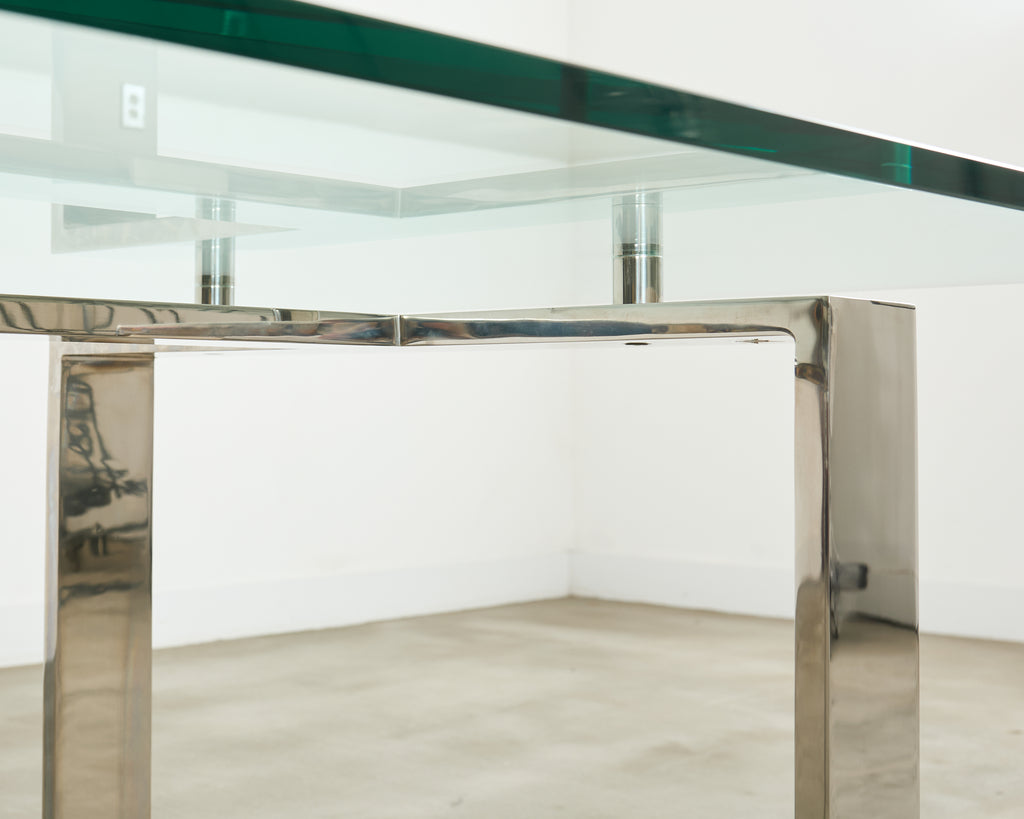 Ralph Lauren Italian Chrome Glass Langham Dining Table