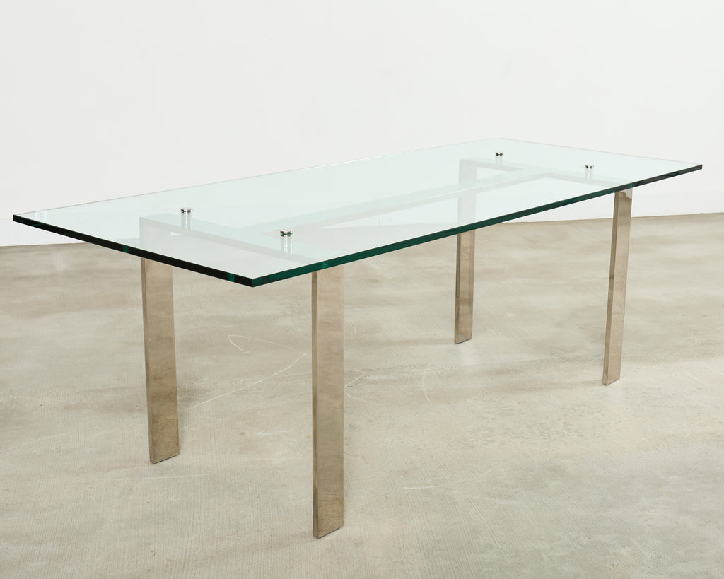 Ralph Lauren Italian Chrome Glass Langham Dining Table