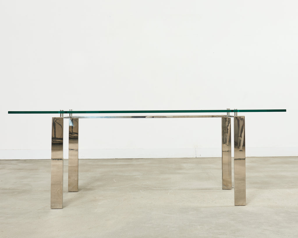 Ralph Lauren Italian Chrome Glass Langham Dining Table