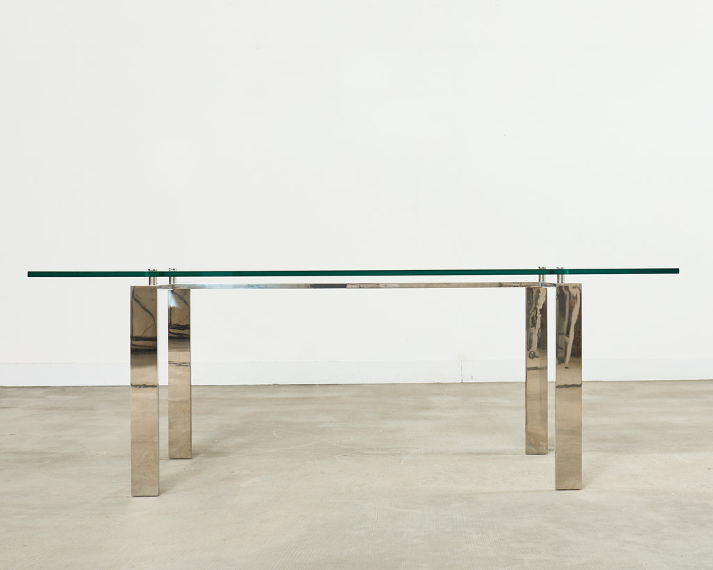 Ralph Lauren Italian Chrome Glass Langham Dining Table