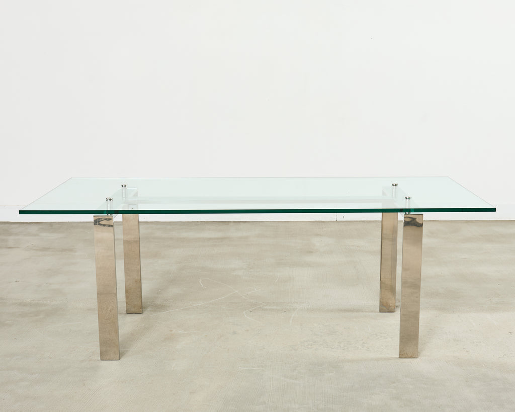 Ralph Lauren Italian Chrome Glass Langham Dining Table