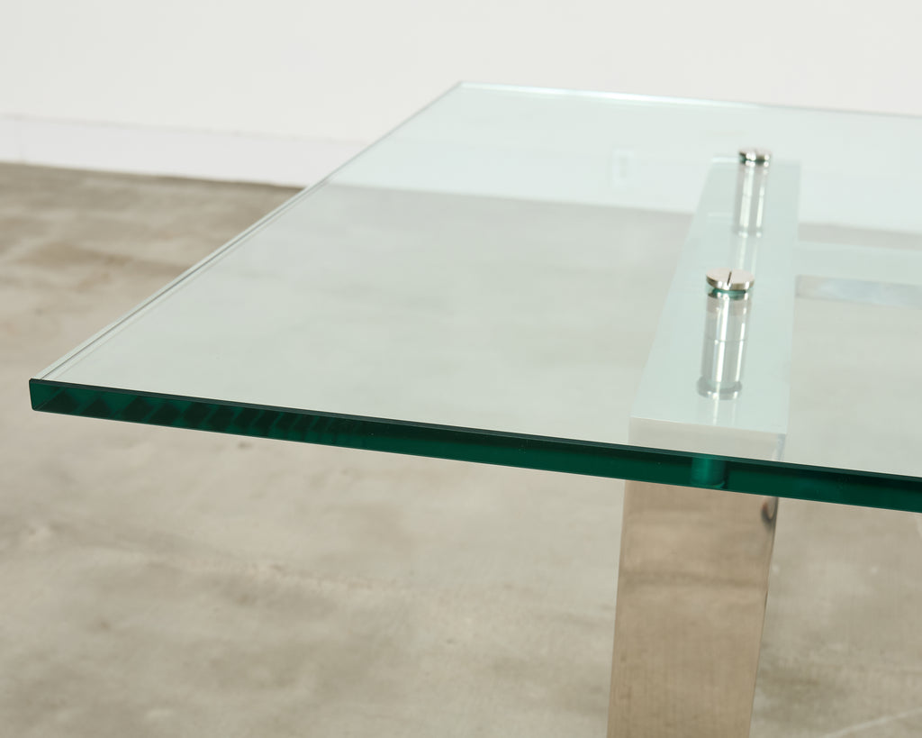 Ralph Lauren Italian Chrome Glass Langham Dining Table