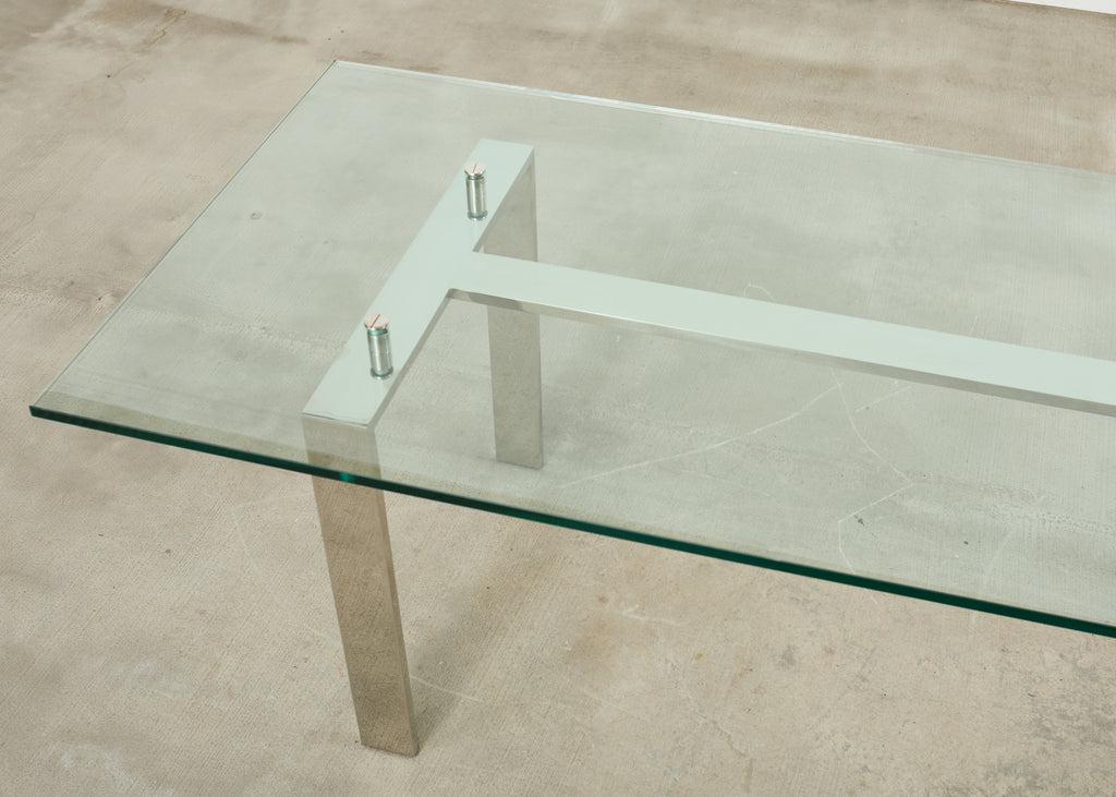 Ralph Lauren Italian Chrome Glass Langham Dining Table