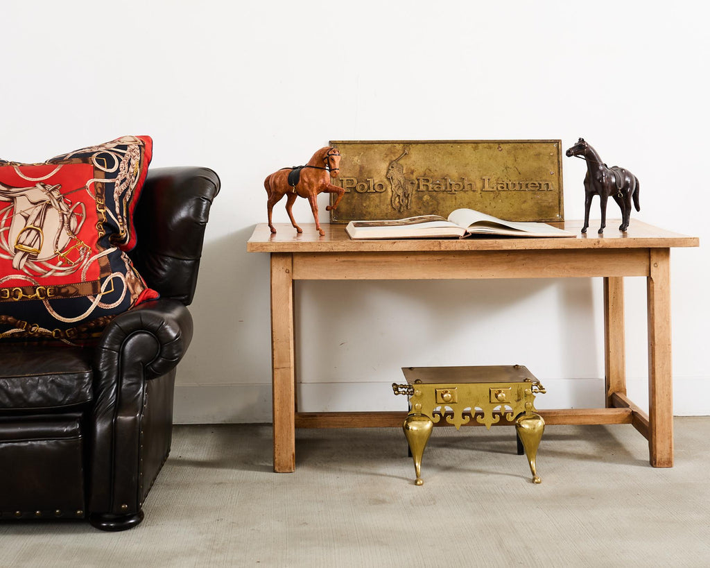 Ralph Lauren Style Cigar Leather Wingback Writers Chair