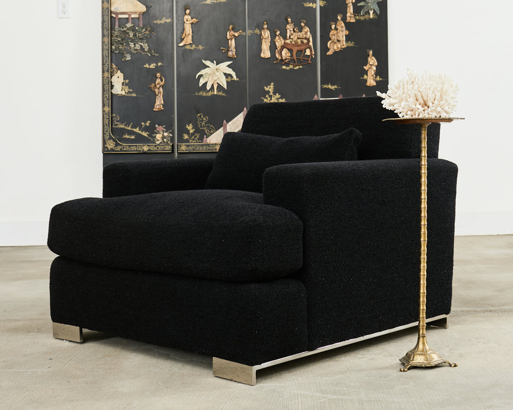 Ralph Lauren Pryce Club Chair Polished Steel Sled Feet