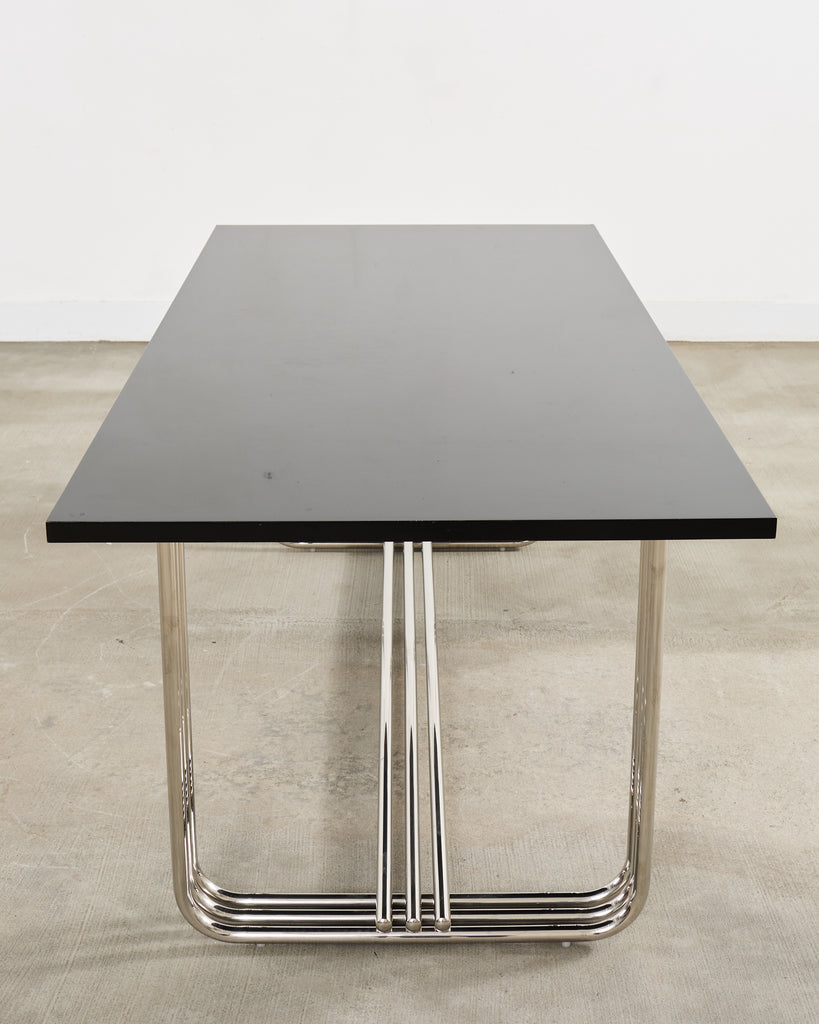 Ralph Lauren Black Lacquer and Chrome Hudson Dining Table