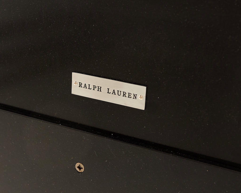 Ralph Lauren Black Lacquer and Chrome Hudson Dining Table
