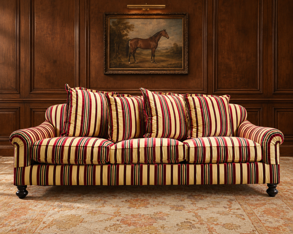 Ralph Lauren Home "Bel Air" Striped Velvet Sofa 8 Ft USA 2008