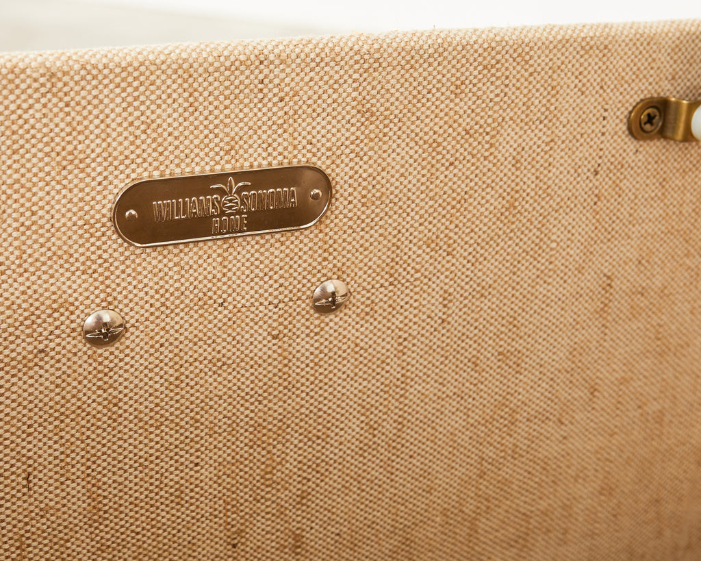 Pair of Raffia Grasscloth Campaign Style Hat Trunk Boxes