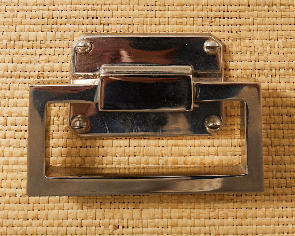 Pair of Raffia Grasscloth Campaign Style Hat Trunk Boxes