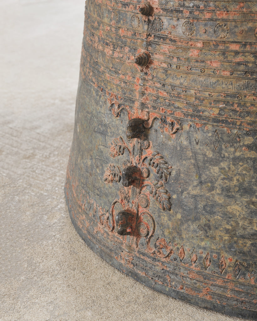 Southeast Asian Patinated Bronze Rain Drum Drink Table 2 Ft