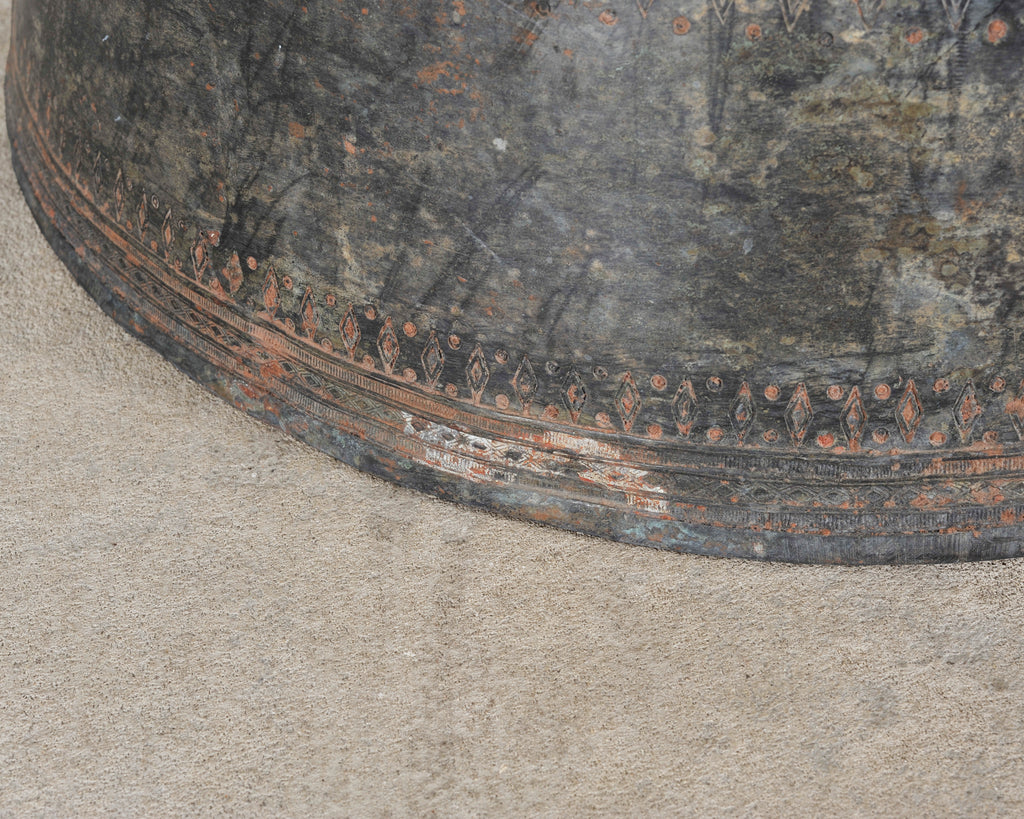 Southeast Asian Patinated Bronze Rain Drum Drink Table 2 Ft