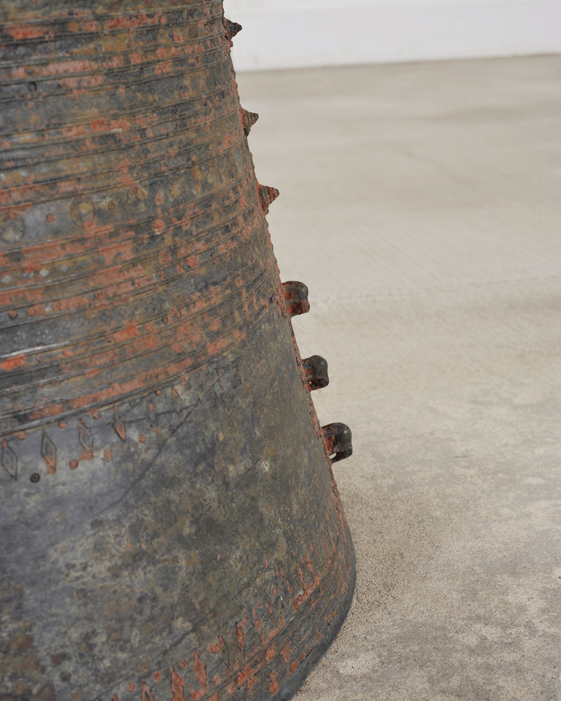 Southeast Asian Patinated Bronze Rain Drum Drink Table 2 Ft