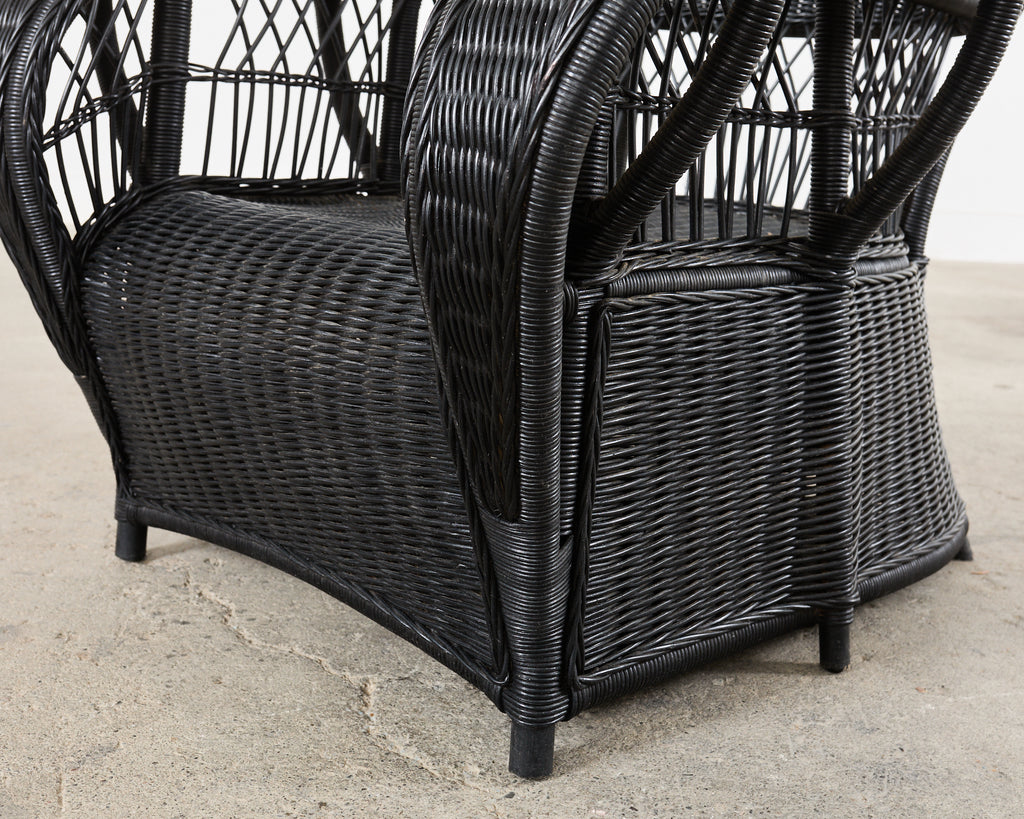 Pair of Ralph Lauren Wicker Rattan Garden Lounge Chairs