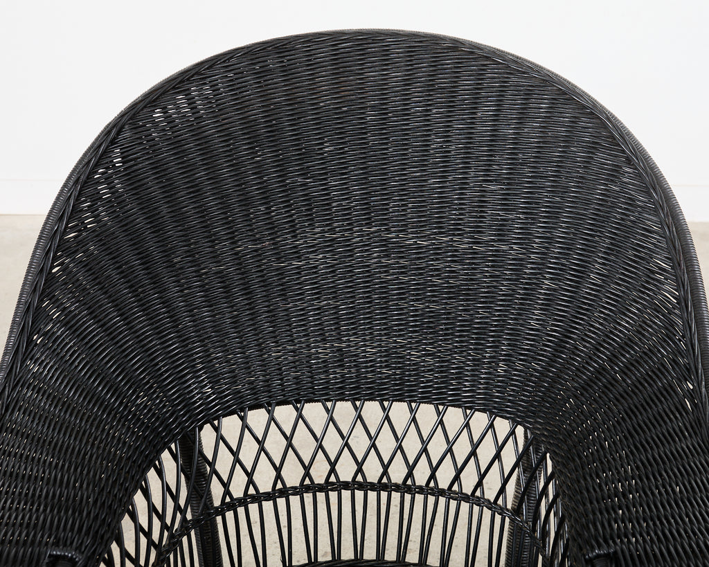 Pair of Ralph Lauren Wicker Rattan Garden Lounge Chairs