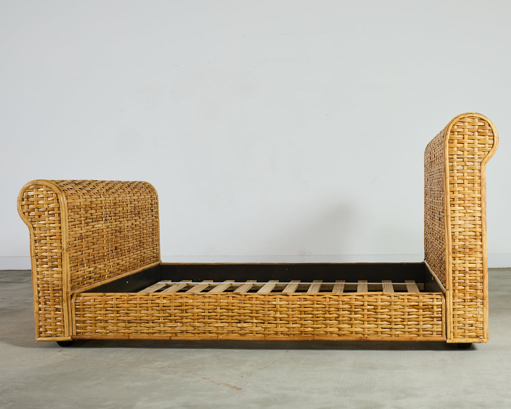 Ralph Lauren Organic Modern Bamboo Rattan Wicker Full Size Bed