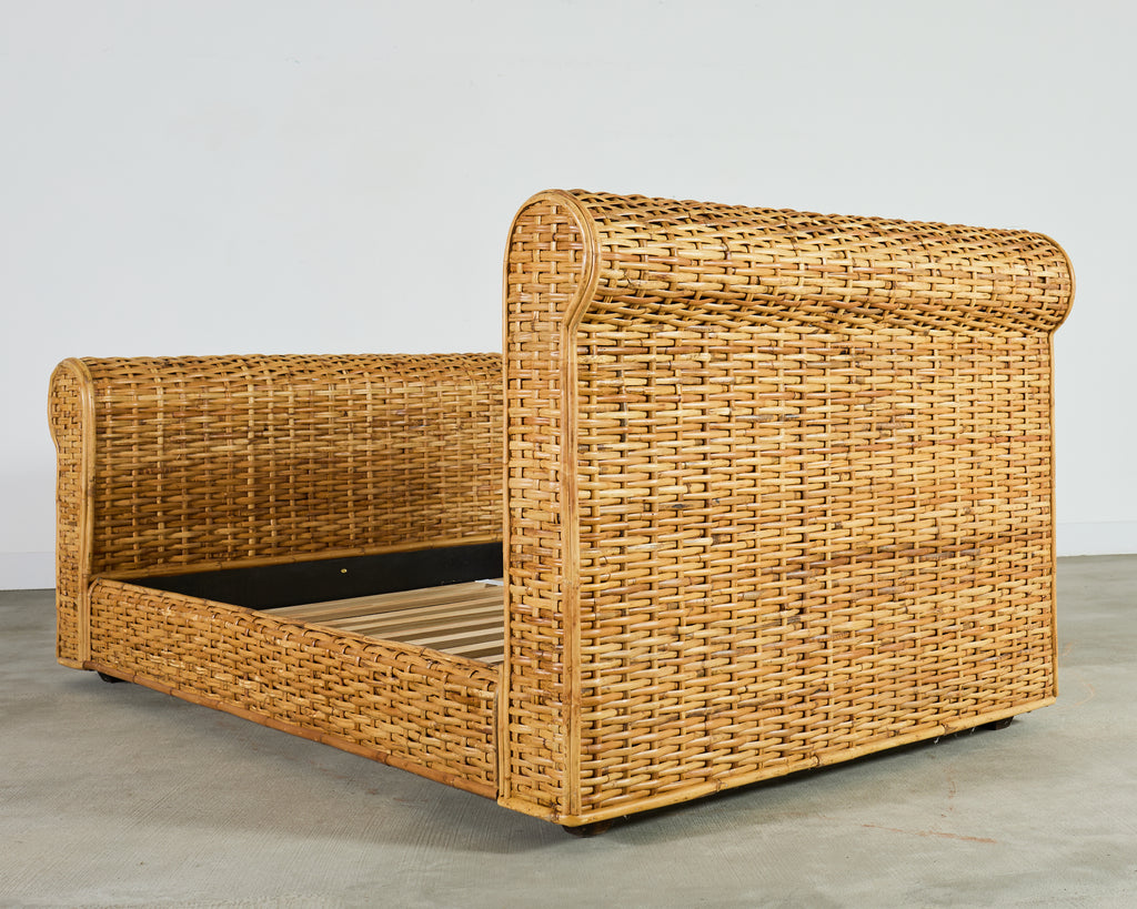 Ralph Lauren Organic Modern Bamboo Rattan Wicker Full Size Bed