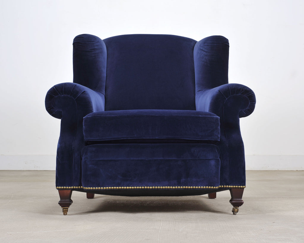 Ralph Lauren English New Bohemian Artist’s Chair in Blue Velvet