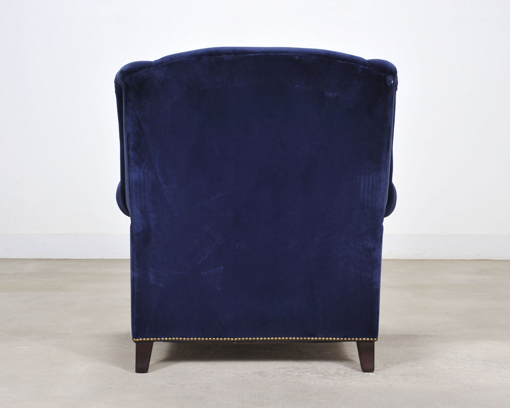 Ralph Lauren English New Bohemian Artist’s Chair in Blue Velvet