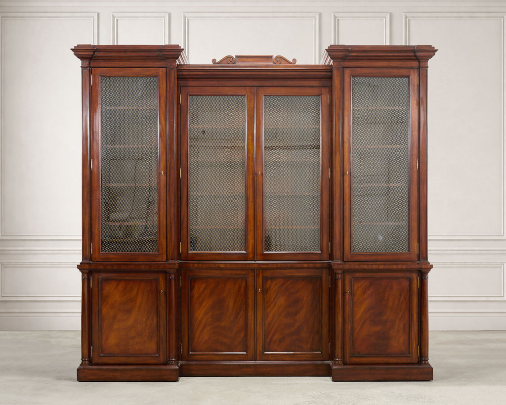 Ralph Lauren Noble Estate Mahogany Breakfront Bookcase Cabinet