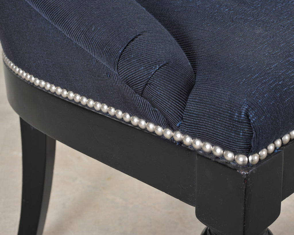 Ralph Lauren Regency Style Tufted Navy Blue Mayfield Chair