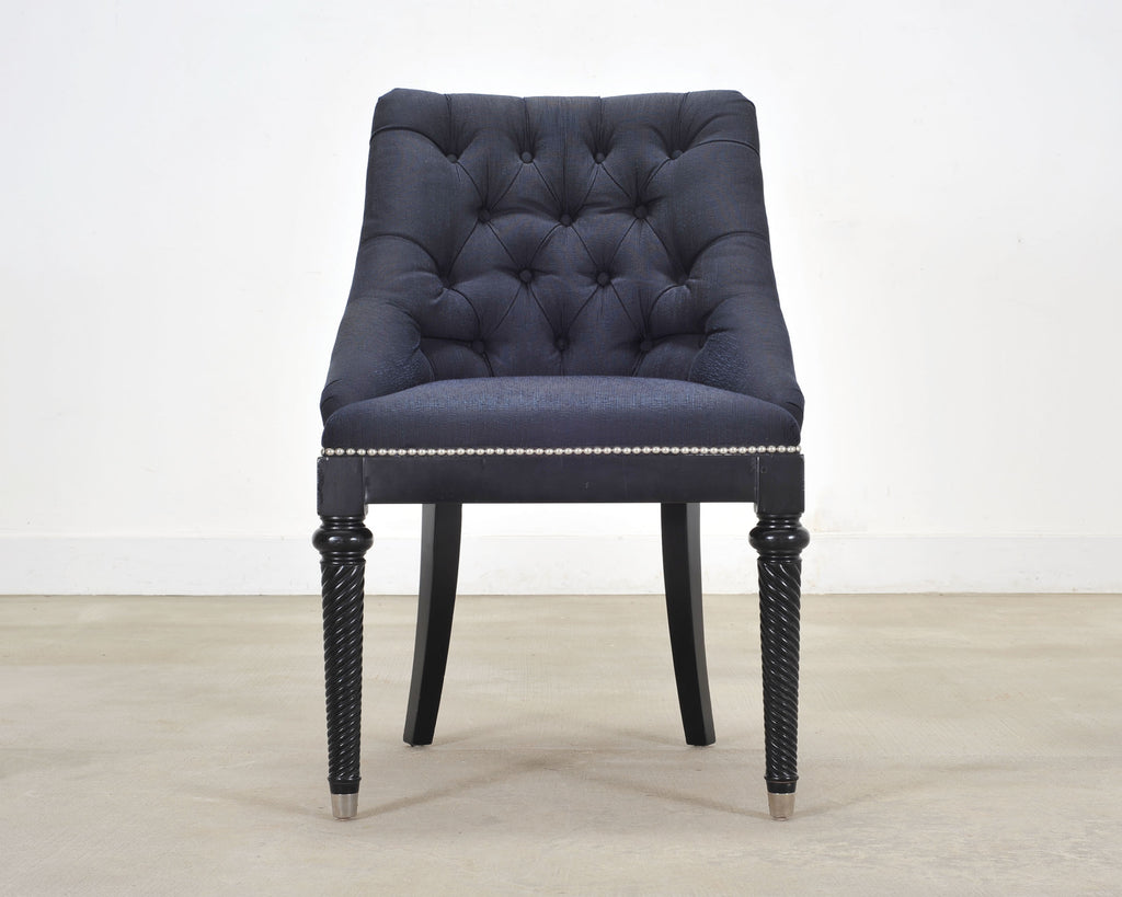Ralph Lauren Regency Style Tufted Navy Blue Mayfield Chair