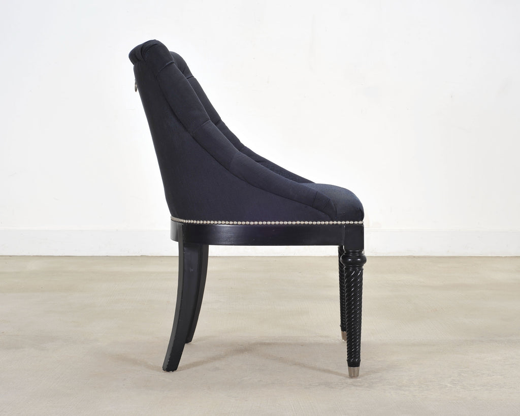 Ralph Lauren Regency Style Tufted Navy Blue Mayfield Chair
