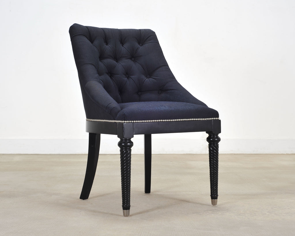 Ralph Lauren Regency Style Tufted Navy Blue Mayfield Chair
