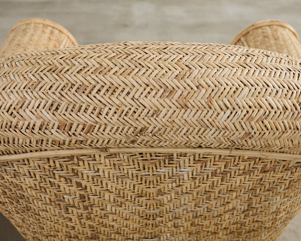 Pair of Ralph Lauren Attributed Wicker Rattan Lounge Chairs