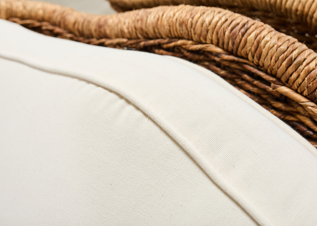 Pair of Ralph Lauren Organic Wicker Rope Armchairs + Ottoman