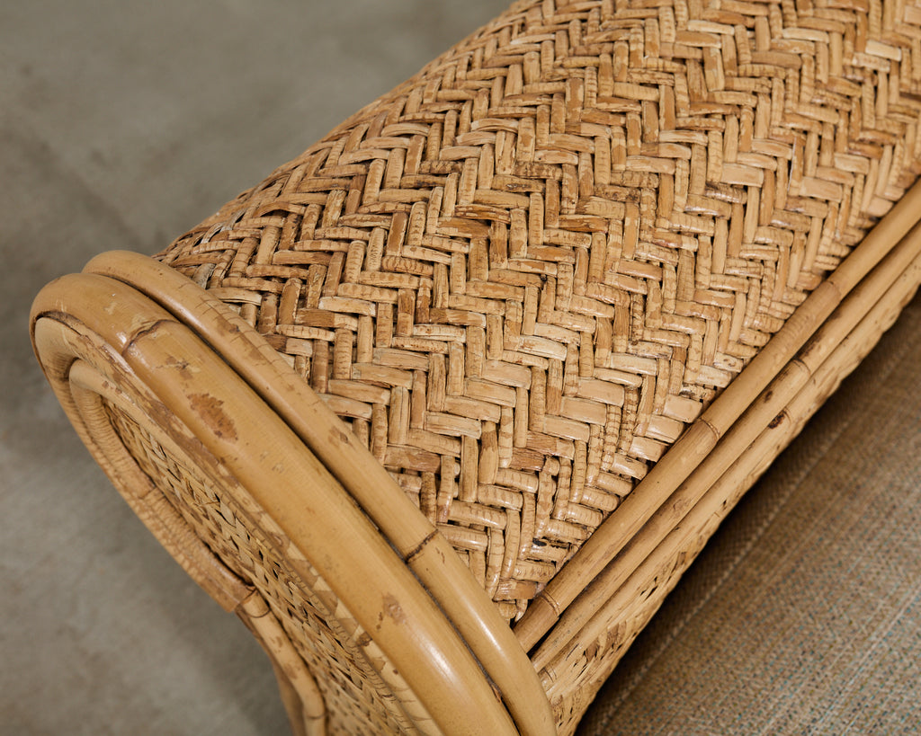 Pair of Ralph Lauren Attributed Wicker Rattan Lounge Chairs